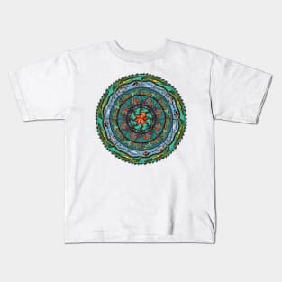 Salish Sea Mandala -lime Kids T-Shirt